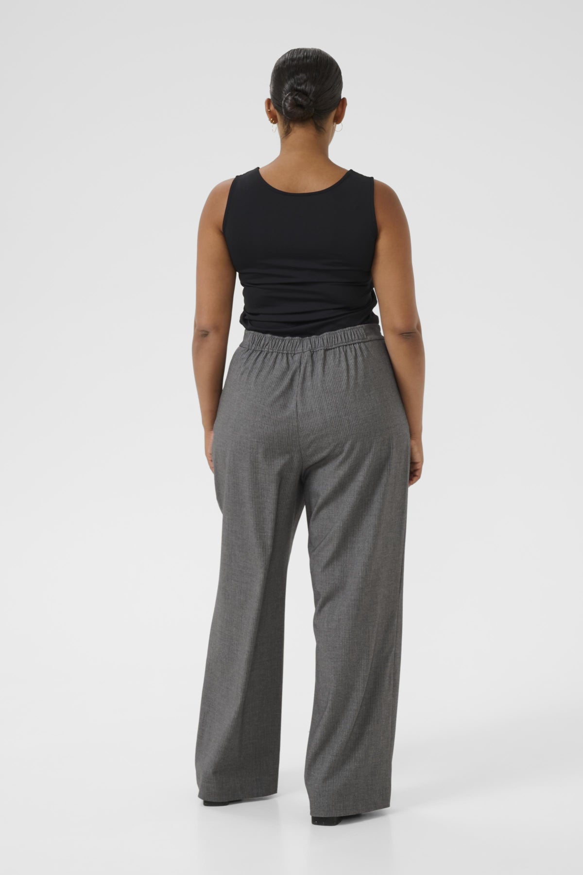 KCeliana Wide Pants Grey Melange / Chalk Stripe - 10583627