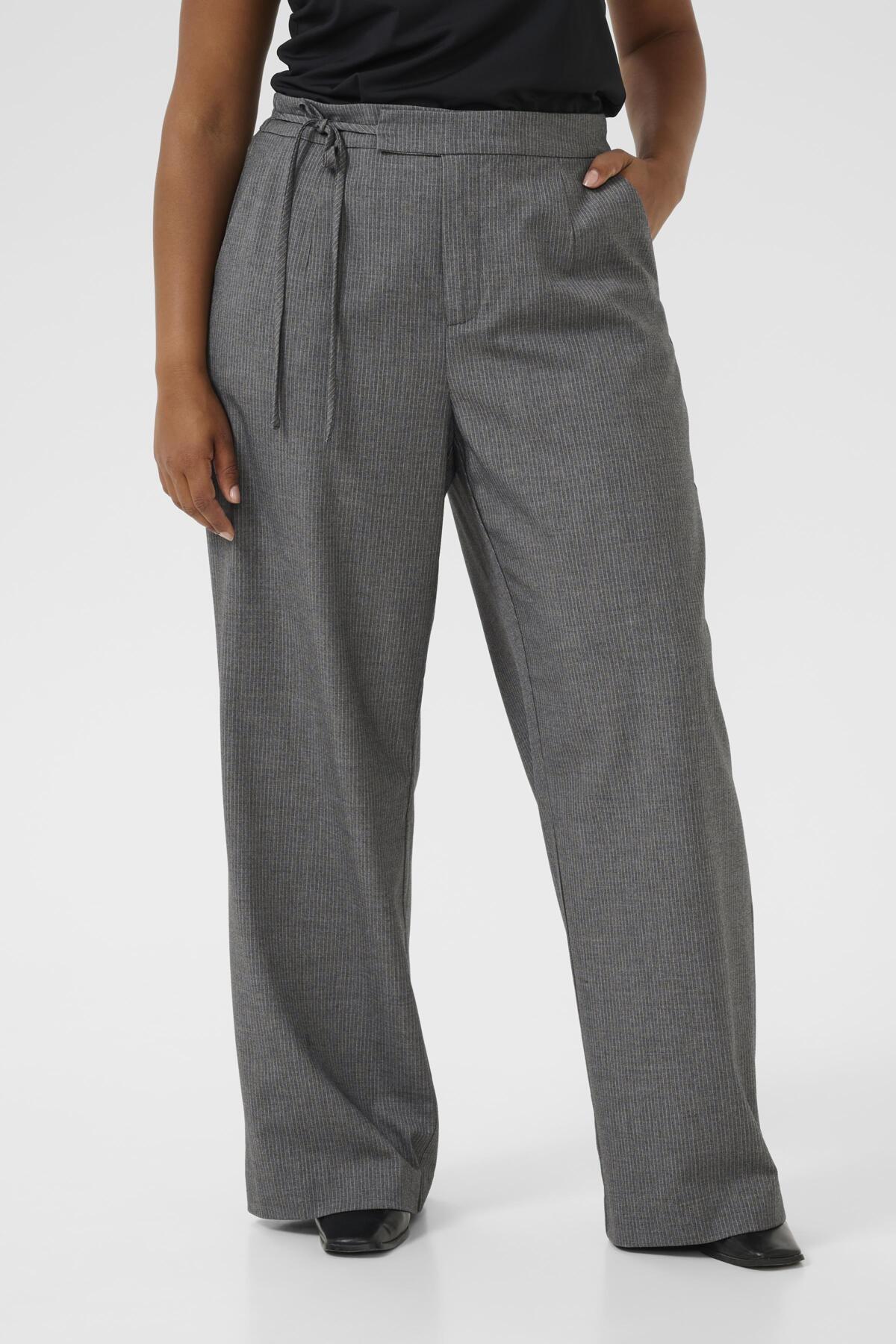 KCeliana Wide Pants Grey Melange / Chalk Stripe - 10583627