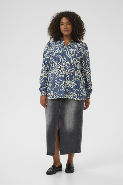 KCmahlia Blouse Bering Sea/White Paisley - 10583628 Thumbnail