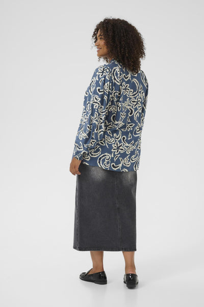 KCmahlia Blouse Bering Sea/White Paisley - 10583628 Thumbnail