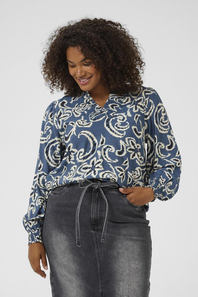 KCmahlia Blouse Bering Sea/White Paisley - 10583628 Thumbnail
