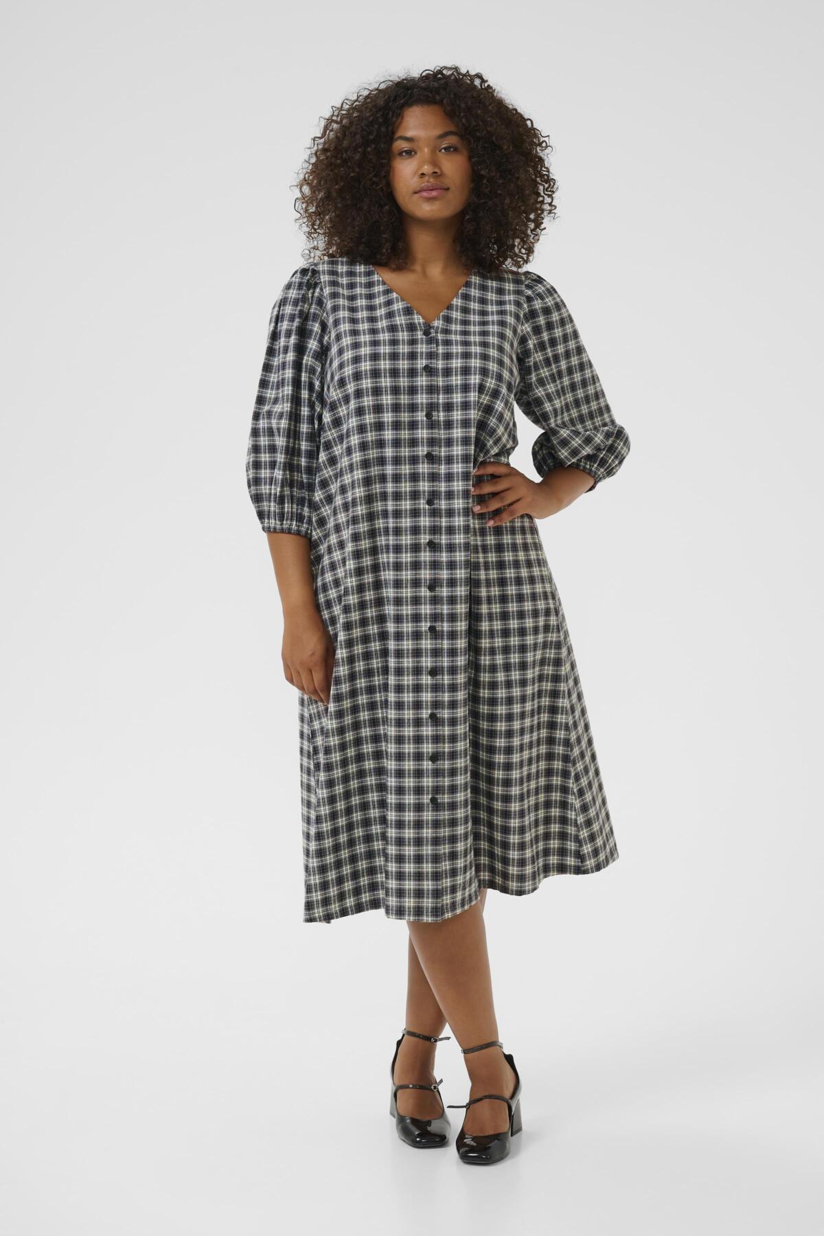 KCelina Dress Black/Grey Check - 10583645
