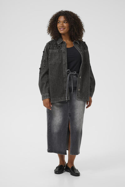 KCjaida Denim Jacket Dark grey washed denim - 10583648 Thumbnail