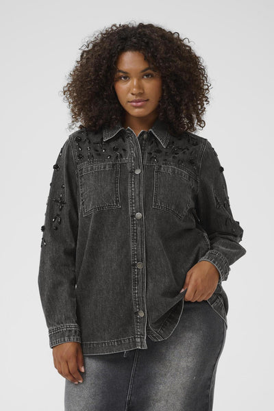 KCjaida Denim Jacket Dark grey washed denim - 10583648 Thumbnail