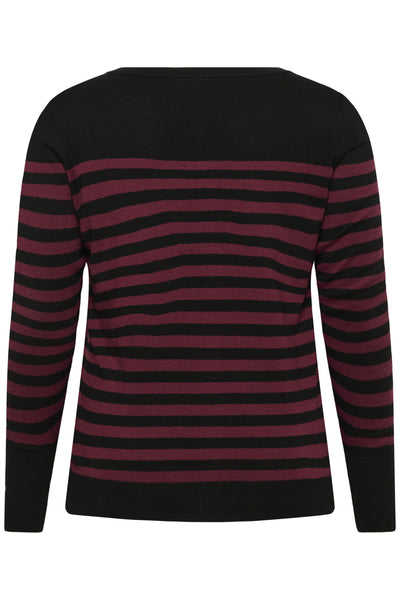 KClizzy Stripe Cardigan Black/Windsor Wine Half Stripe - 10583704 Thumbnail