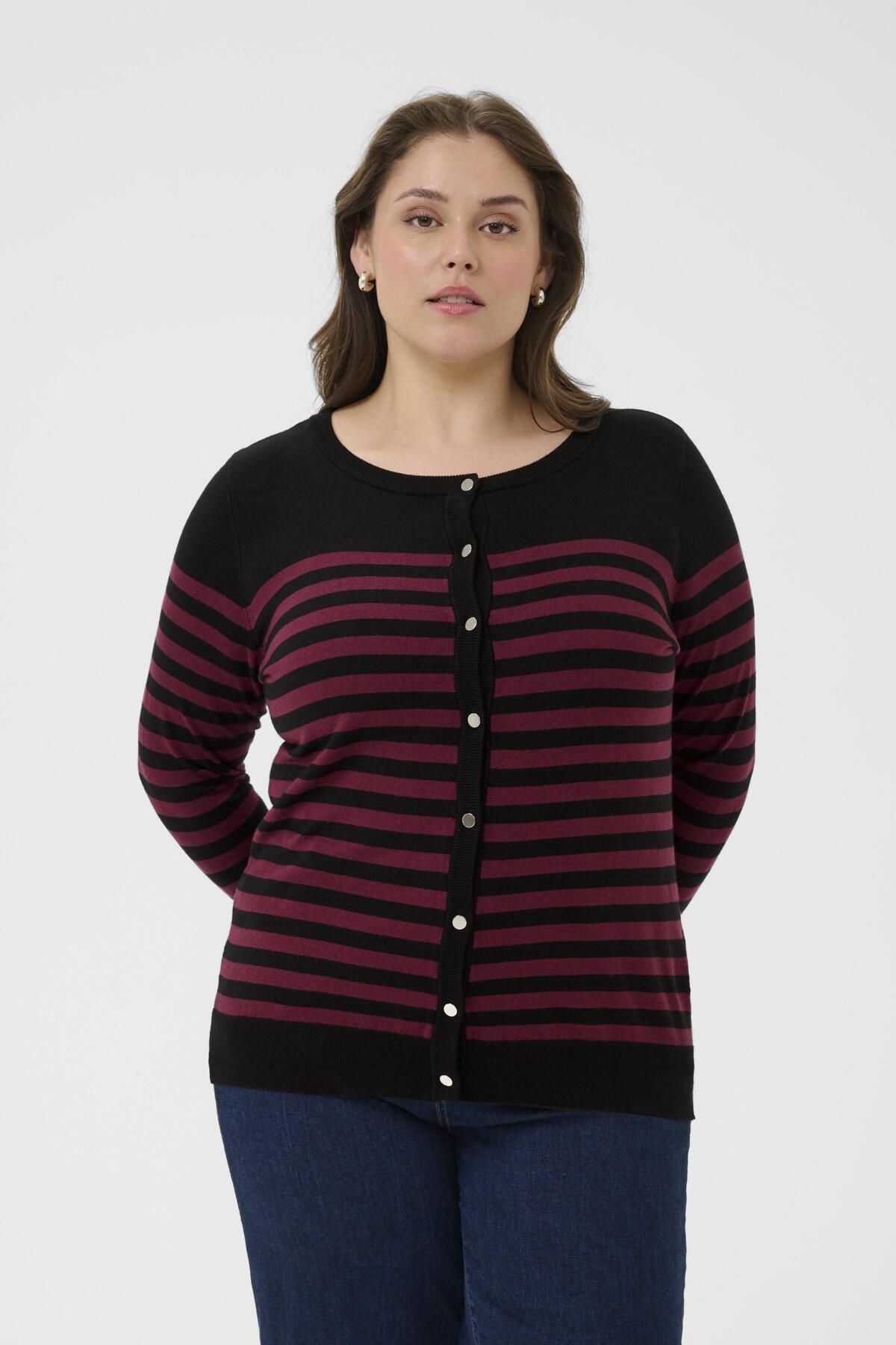 KClizzy Stripe Cardigan Black/Windsor Wine Half Stripe - 10583704