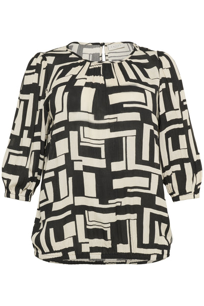 KCmarina Ami Blouse Black/White Graphic - 10583716 Thumbnail