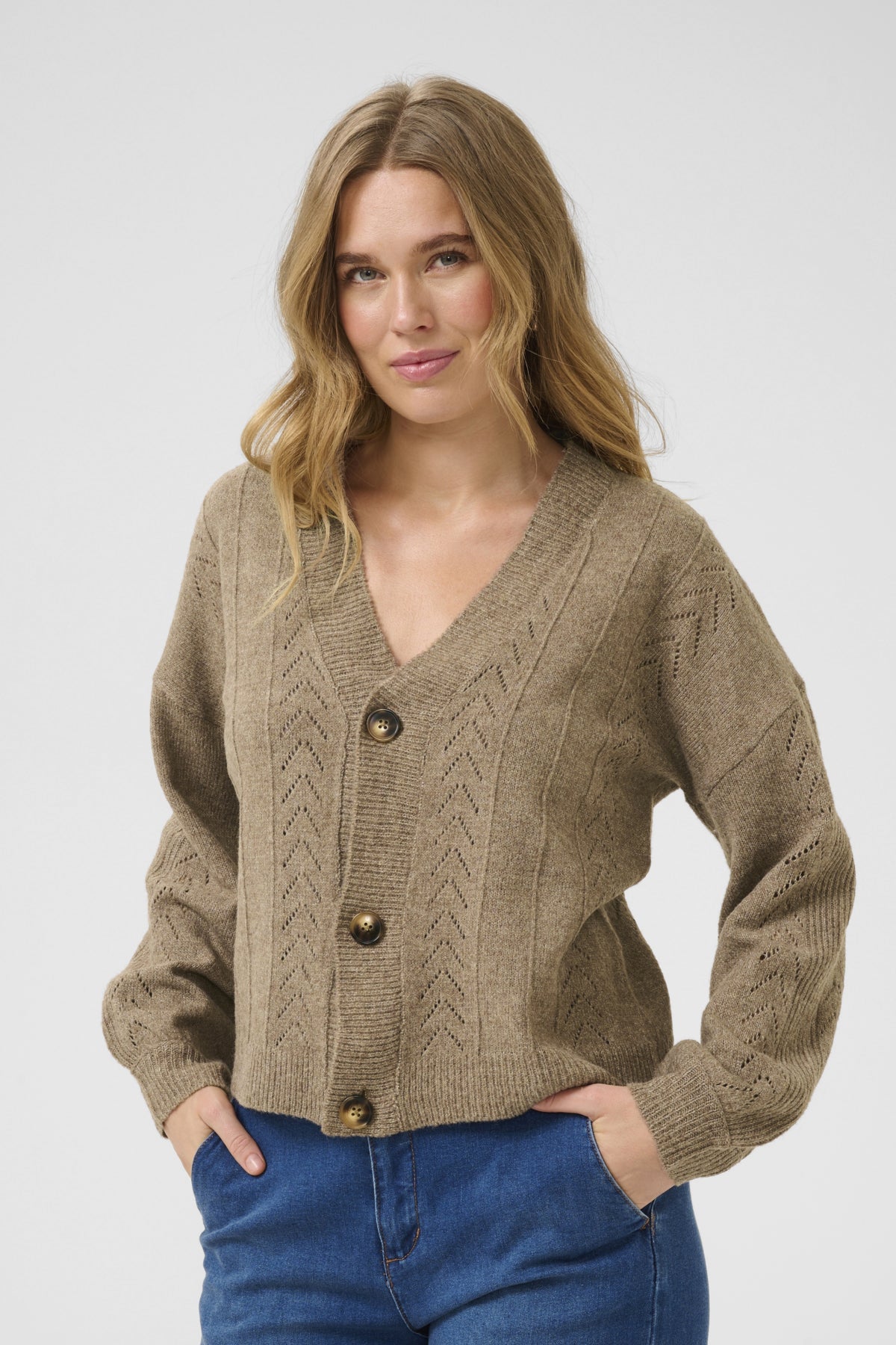 CRHoliday Knit Cardigan Walnut Melange - 10612385