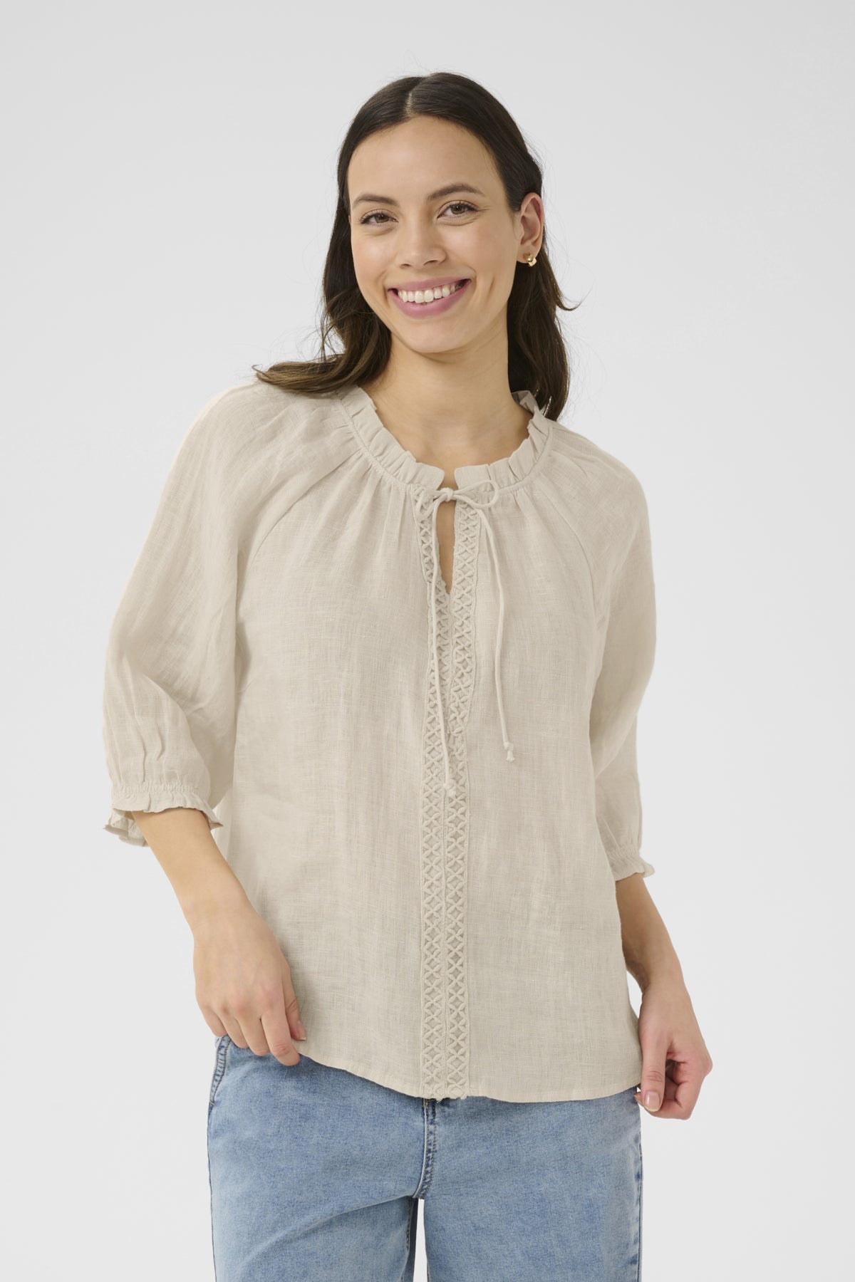 CRBellis Lace Blouse Crispy Sand - 10613469