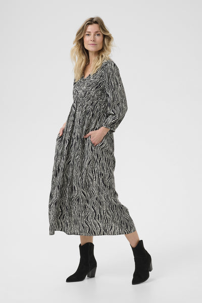 CRTiah Smock Dress Black wavy dots - 10613476 Thumbnail