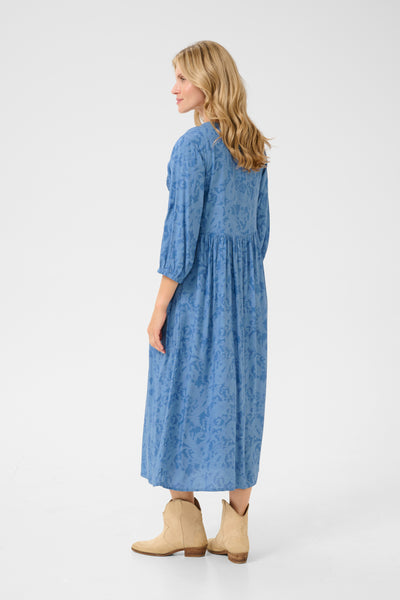 CRTiah Smock Dress Rivera Blue Ikat Paisley - 10613476 Thumbnail