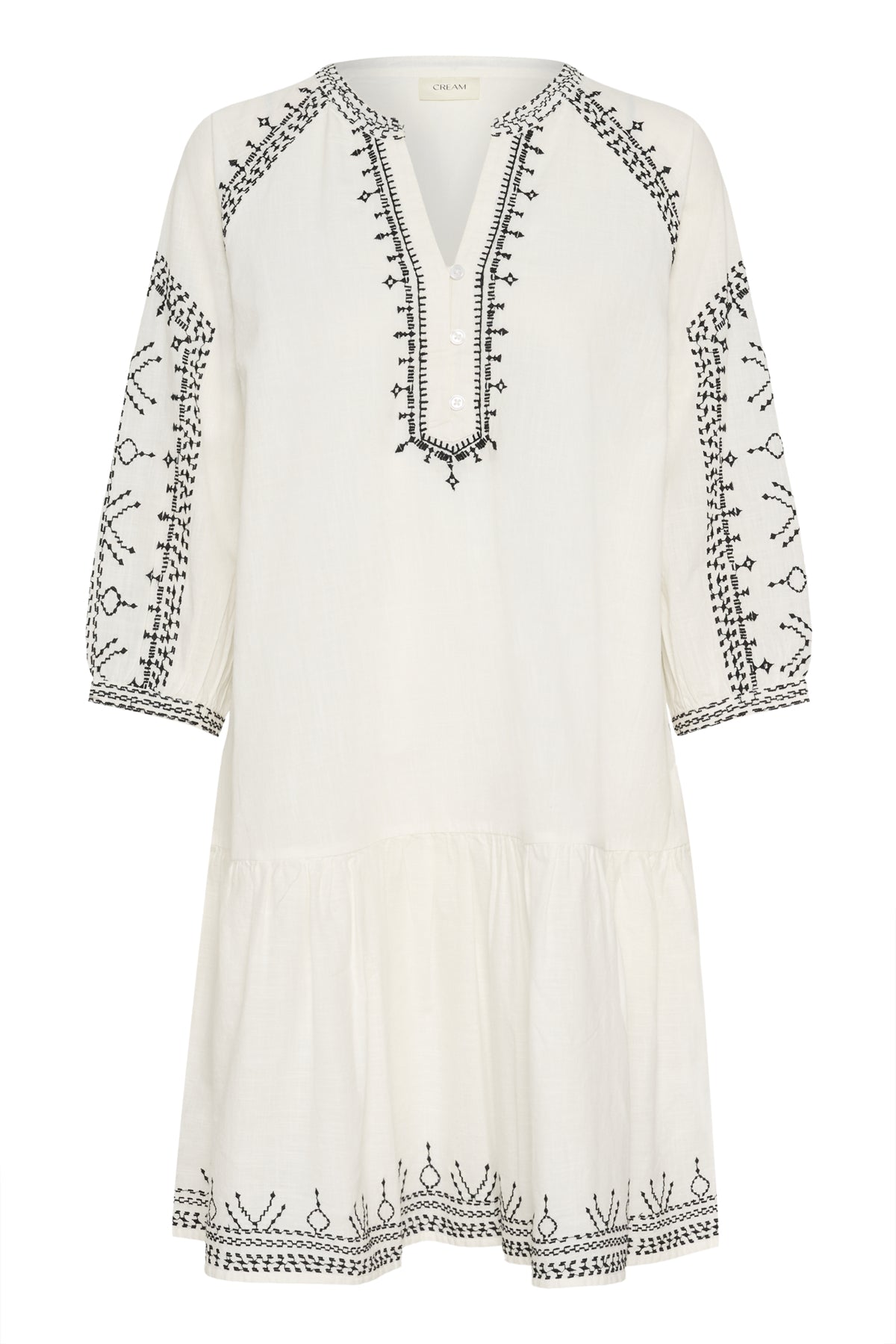 CRSara Dress Marshmallow Black Emb - 10613620