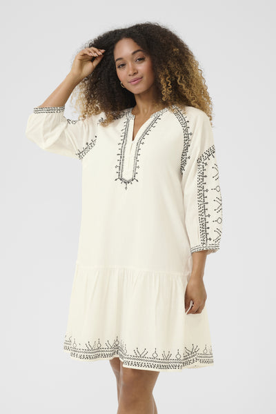 CRSara Dress Marshmallow Black Emb - 10613620 Thumbnail