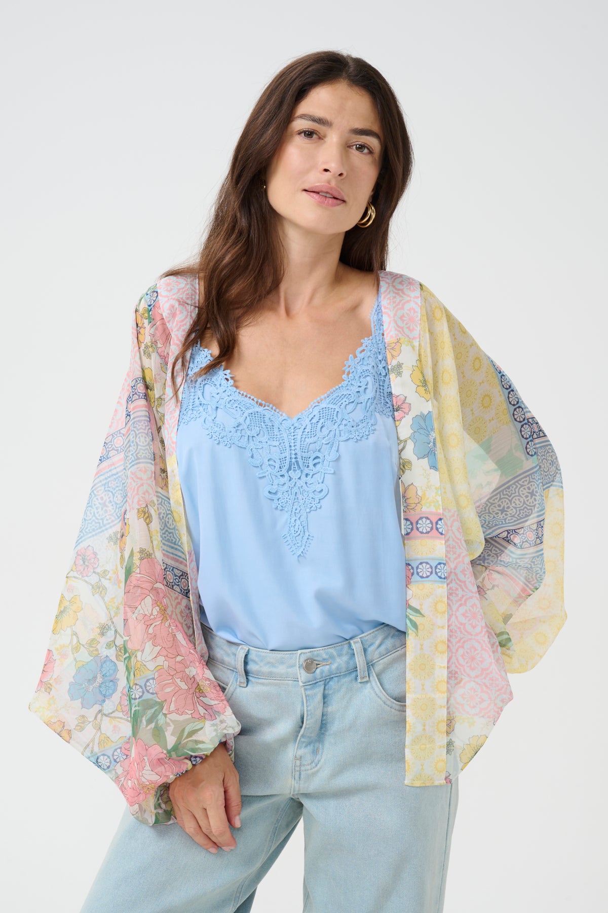 CRDaze Kimono Tea Green Flower Patchwork - 10613661