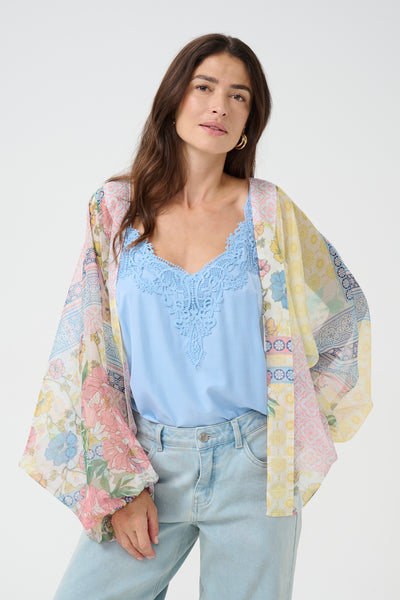 CRDaze Kimono Tea Green Flower Patchwork - 10613661 Thumbnail
