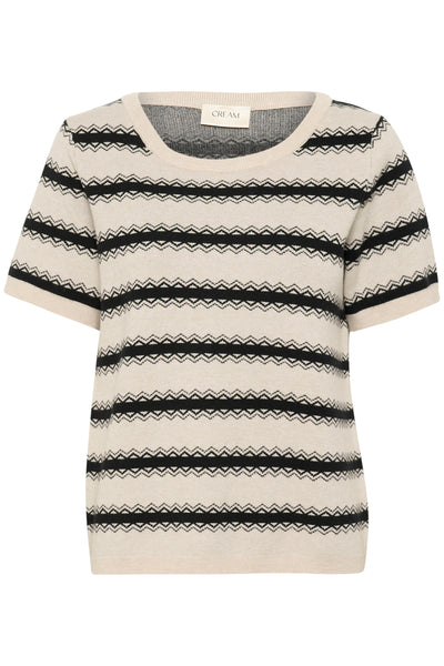 CRDela SS Zigzag pullover Birch and black stripe - 10613930 Thumbnail