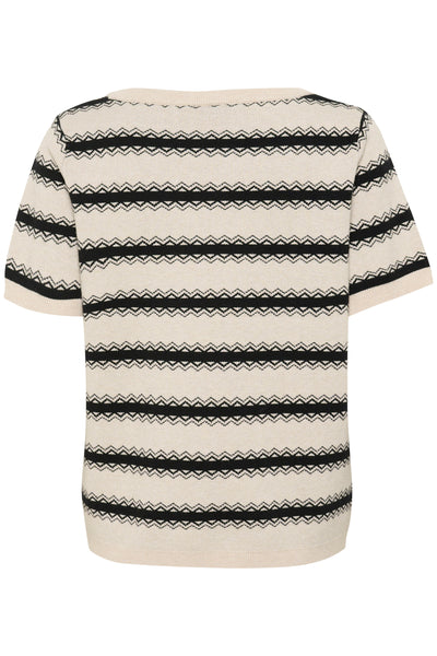 CRDela SS Zigzag pullover Birch and black stripe - 10613930 Thumbnail