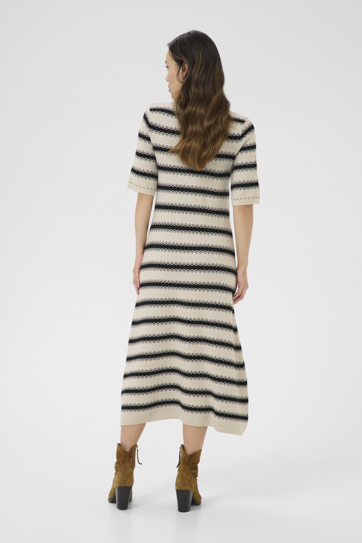 CRDela Zigzag dress Birch and black stripe - 10613931