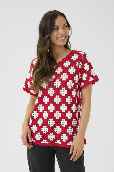 CRKip crohet blouse Red and birch crochet flower - 10613936 Thumbnail