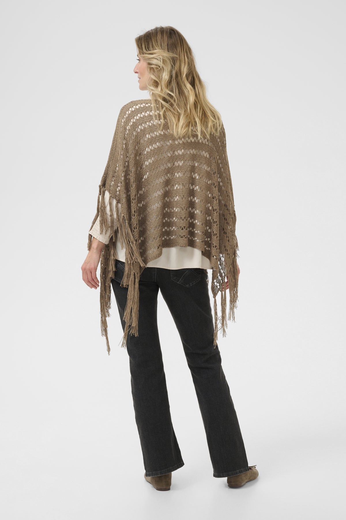 CRAlpah Knit Poncho FOSSIL - 10614023