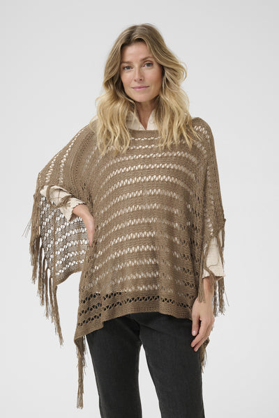 CRAlpah Knit Poncho FOSSIL - 10614023 Thumbnail
