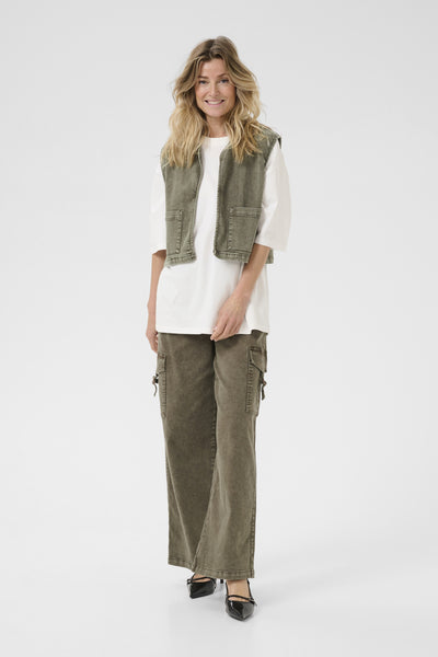 CRMelanie Waistcoat Heavy Washed Green - 10614056 Thumbnail