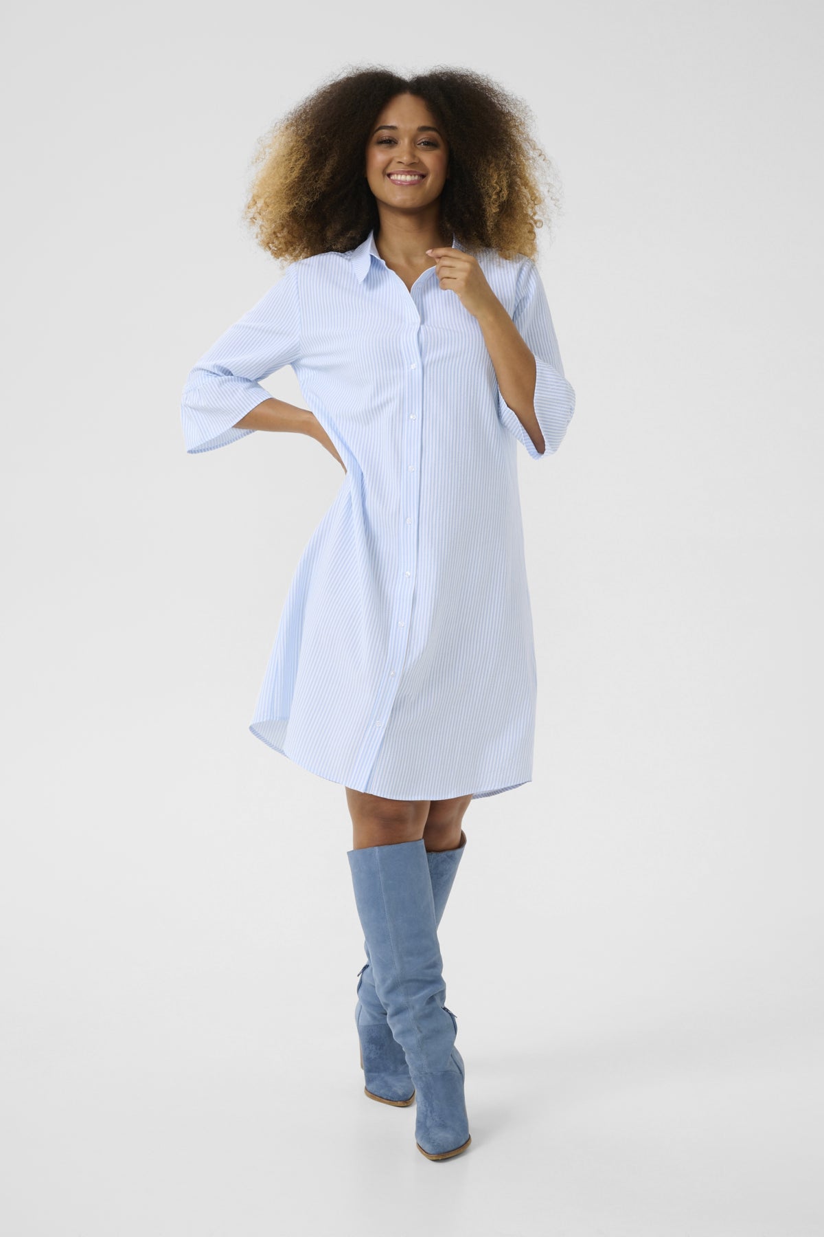 CRAmala Shirt Dress Light Blue Stripe