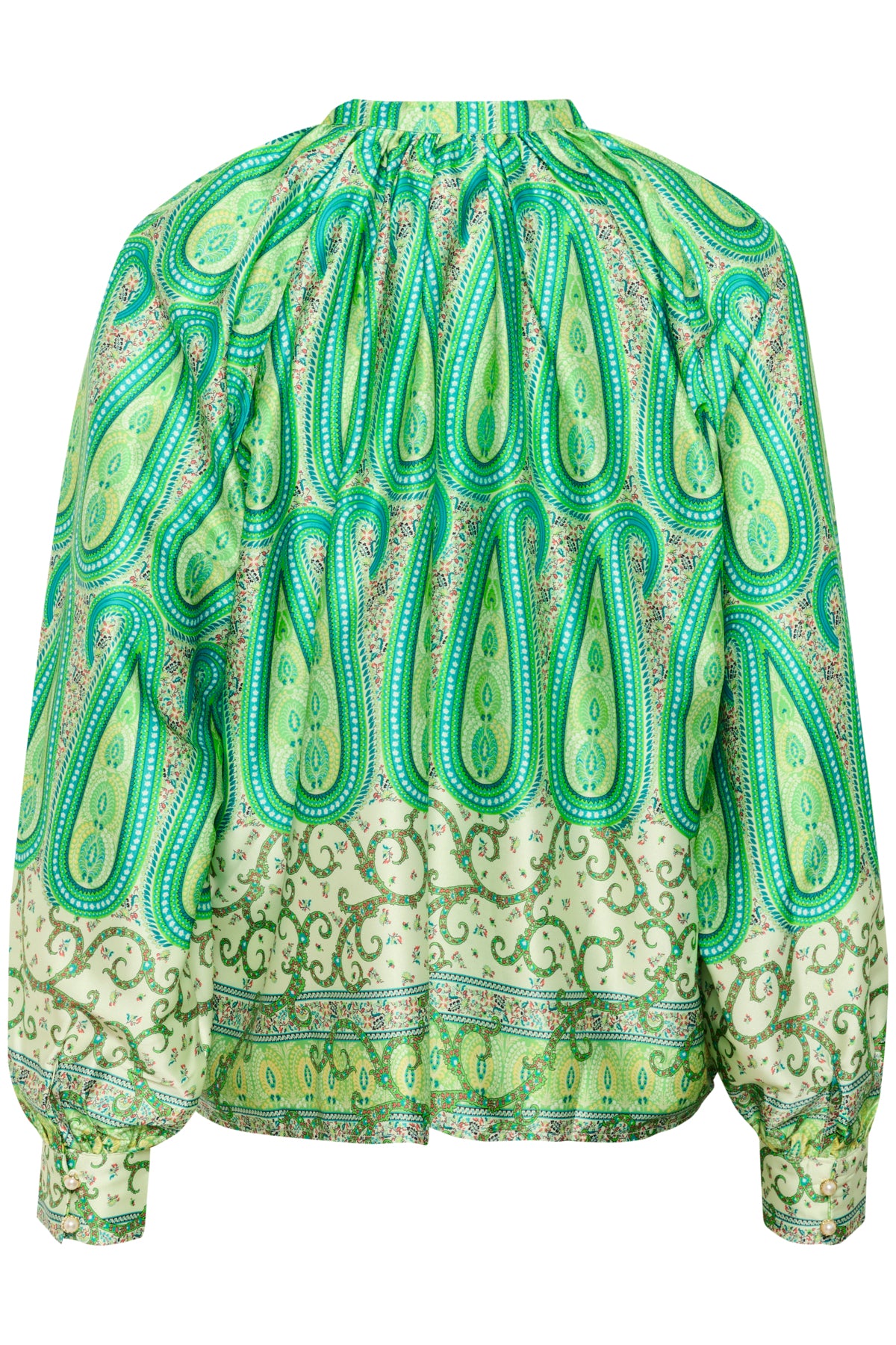 CRAmina Blouse Green Paisley Border - 10614108