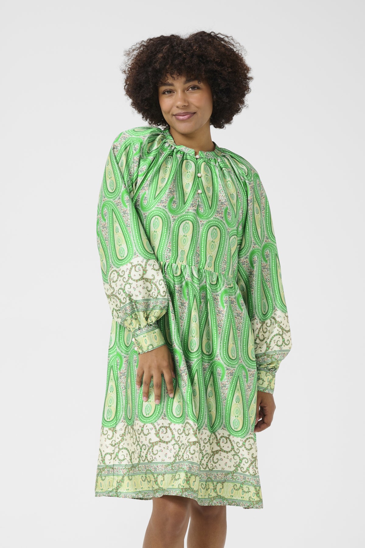 CRAmina Dress Green Paisley Border - 10614109