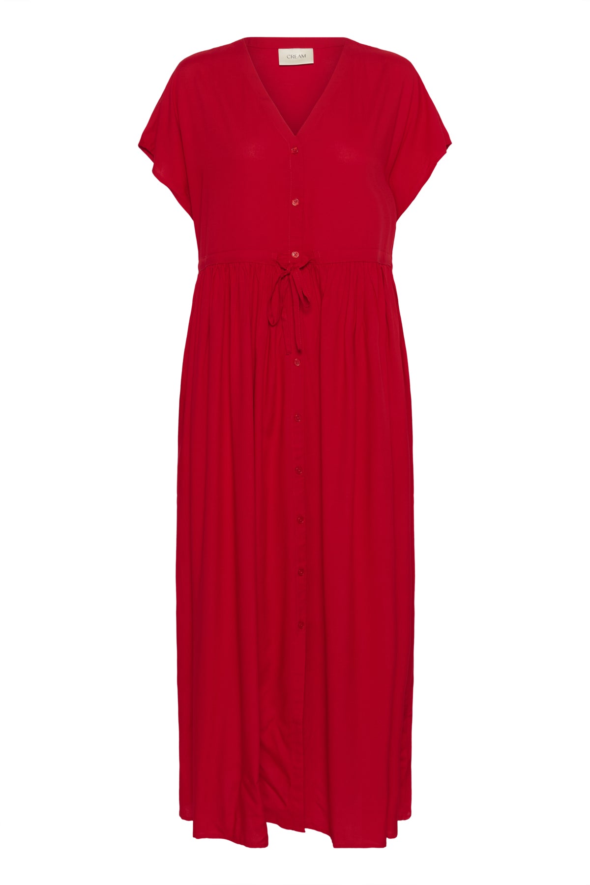 CRTiah Long Button Up Dress High Risk Red - 10614219