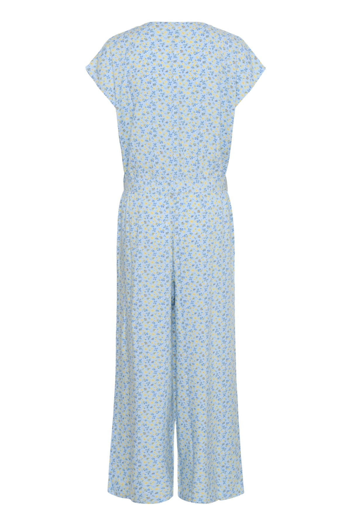 CRTiah Sleeveless Jumpsuit Blue Yellow Small Floral - 10614227