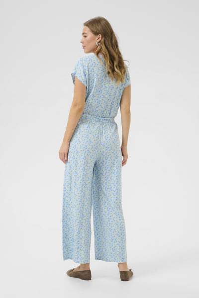CRTiah Sleeveless Jumpsuit Blue Yellow Small Floral - 10614227 Thumbnail