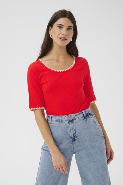 CRRibba Stitched T-Shirt Flame Scarlet - 10614510 Thumbnail