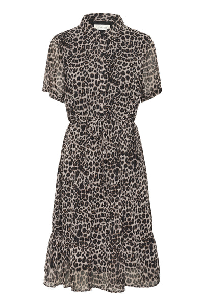 CRYuna Short Sleeve Dress Natrual Animal Spots - 10614728 Thumbnail