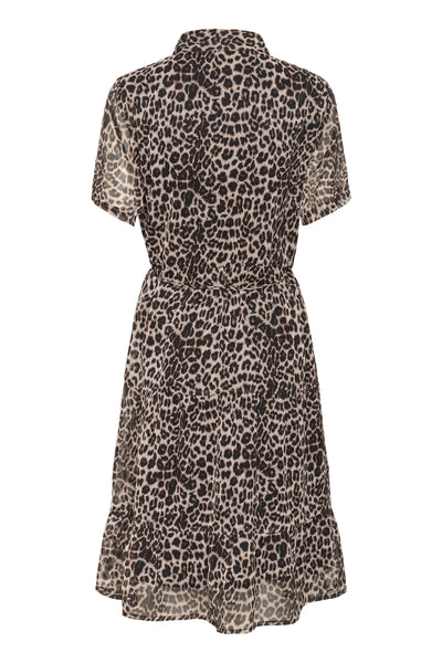 CRYuna Short Sleeve Dress Natrual Animal Spots - 10614728 Thumbnail