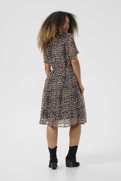 CRYuna Short Sleeve Dress Natrual Animal Spots - 10614728 Thumbnail