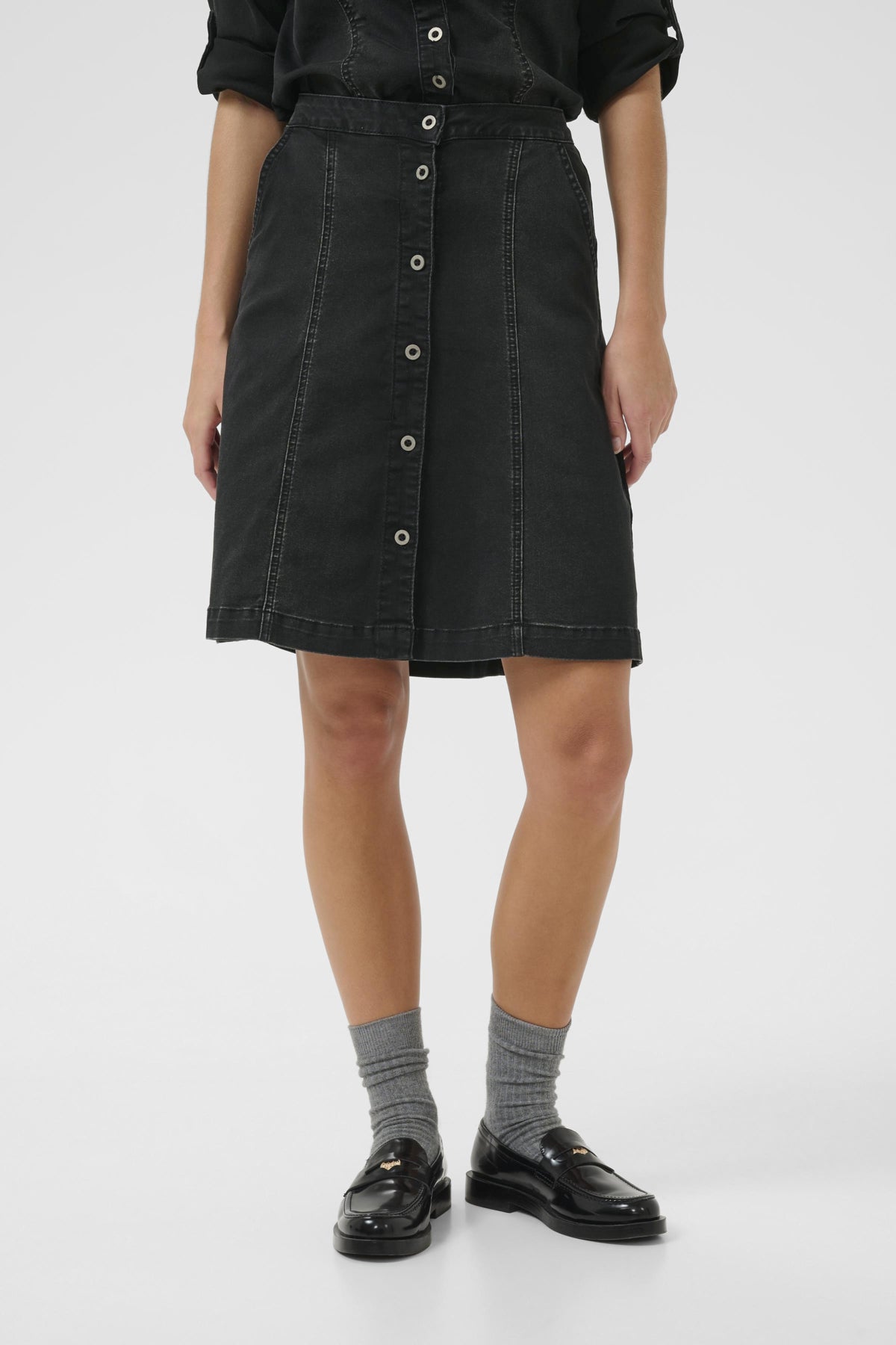 CRUniforma Denim Skirt Black Washed Denim - 10614923
