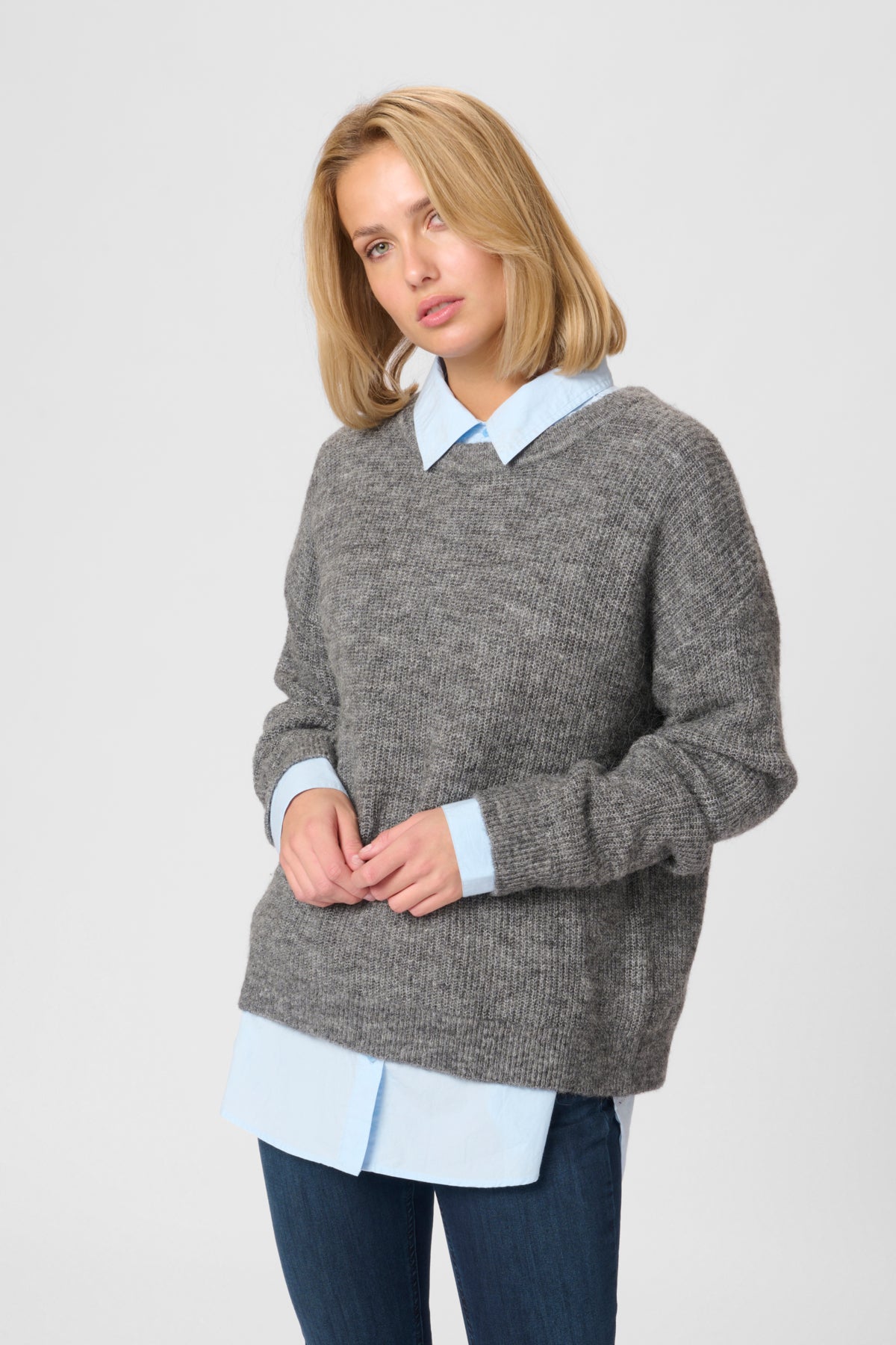 05 THE KNIT PULLOVER 10703603 Dark grey melange