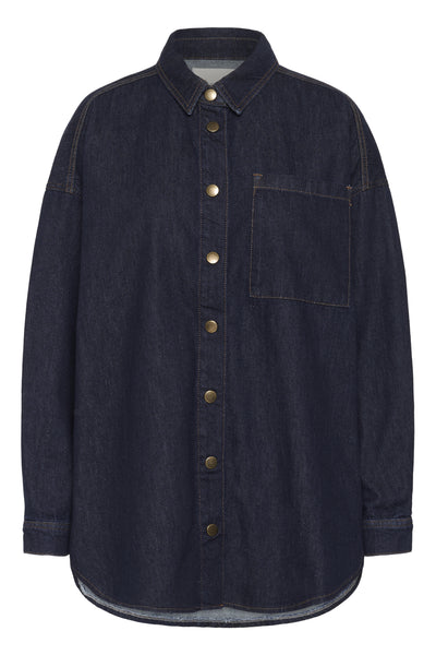 MaloMW 143 Shirt Dark Blue Un-Wash - 10704347 Thumbnail