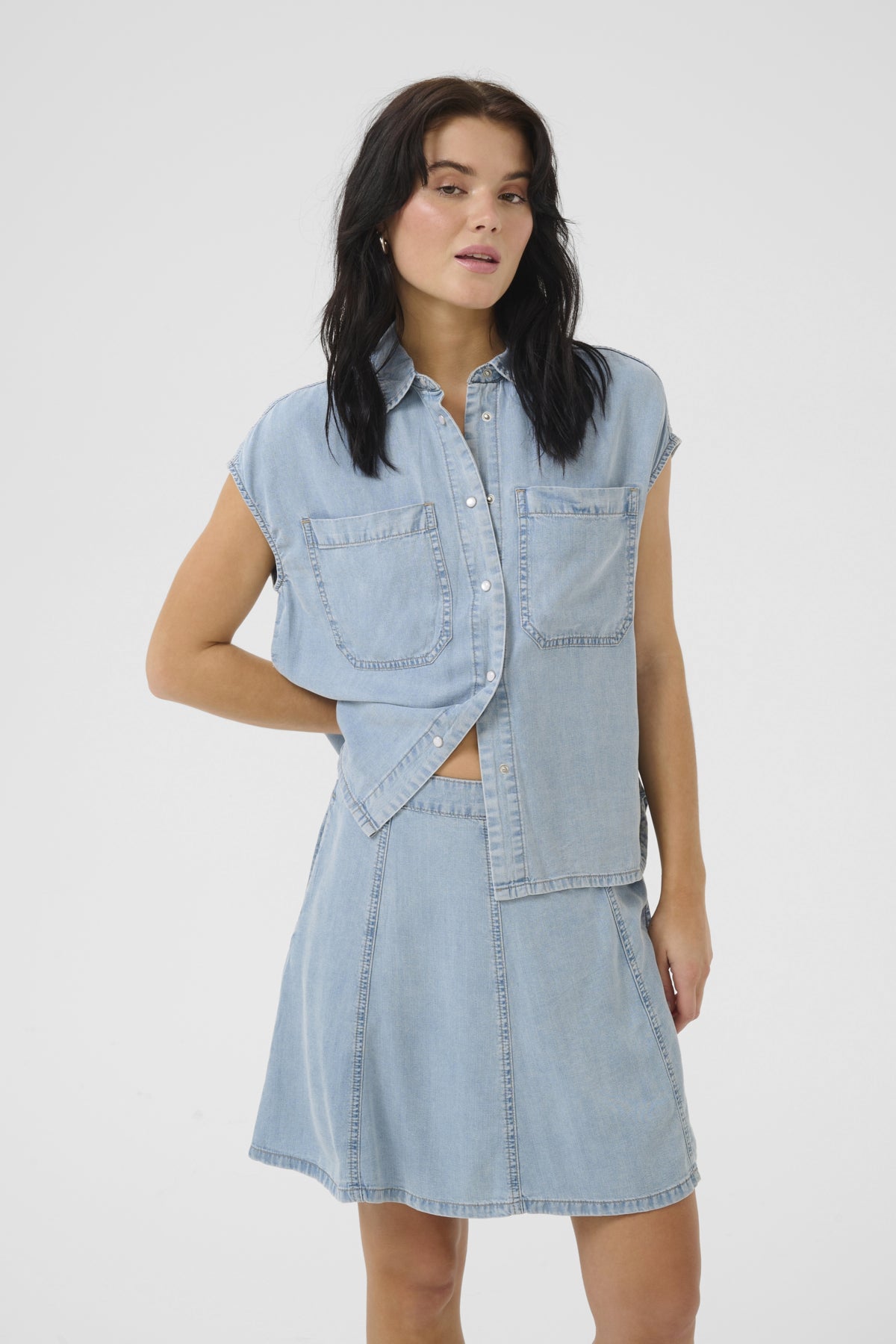 NellyMW SS Shirt Light Blue Wash - 10704744