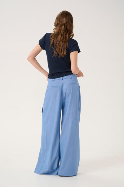 VittaMW High Wide Pant Skye Blue W. stripe - 10704999 Thumbnail