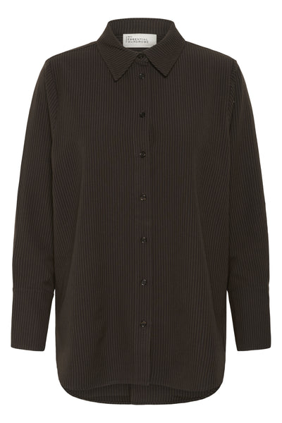VittaMW Shirt Espresso W. Stripe - 10705001 Thumbnail