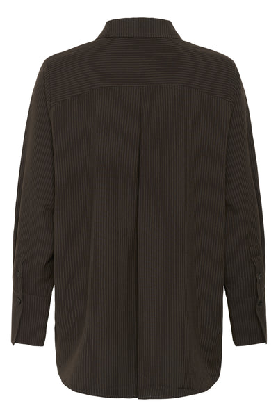 VittaMW Shirt Espresso W. Stripe - 10705001 Thumbnail
