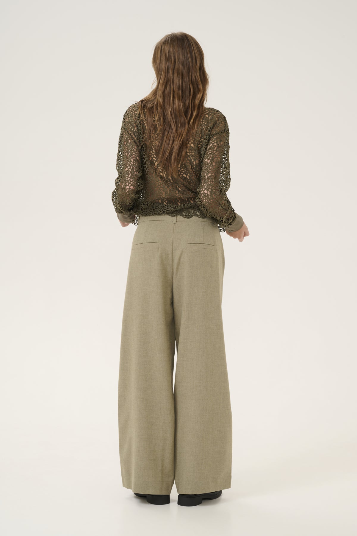 DionMW Wide Pant Sandy Green Melange - 10705016