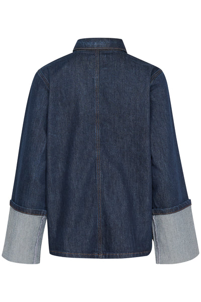 AbinaMW 139 Boxy LS Blouse Dark Blue Un-Wash - 10705056 Thumbnail