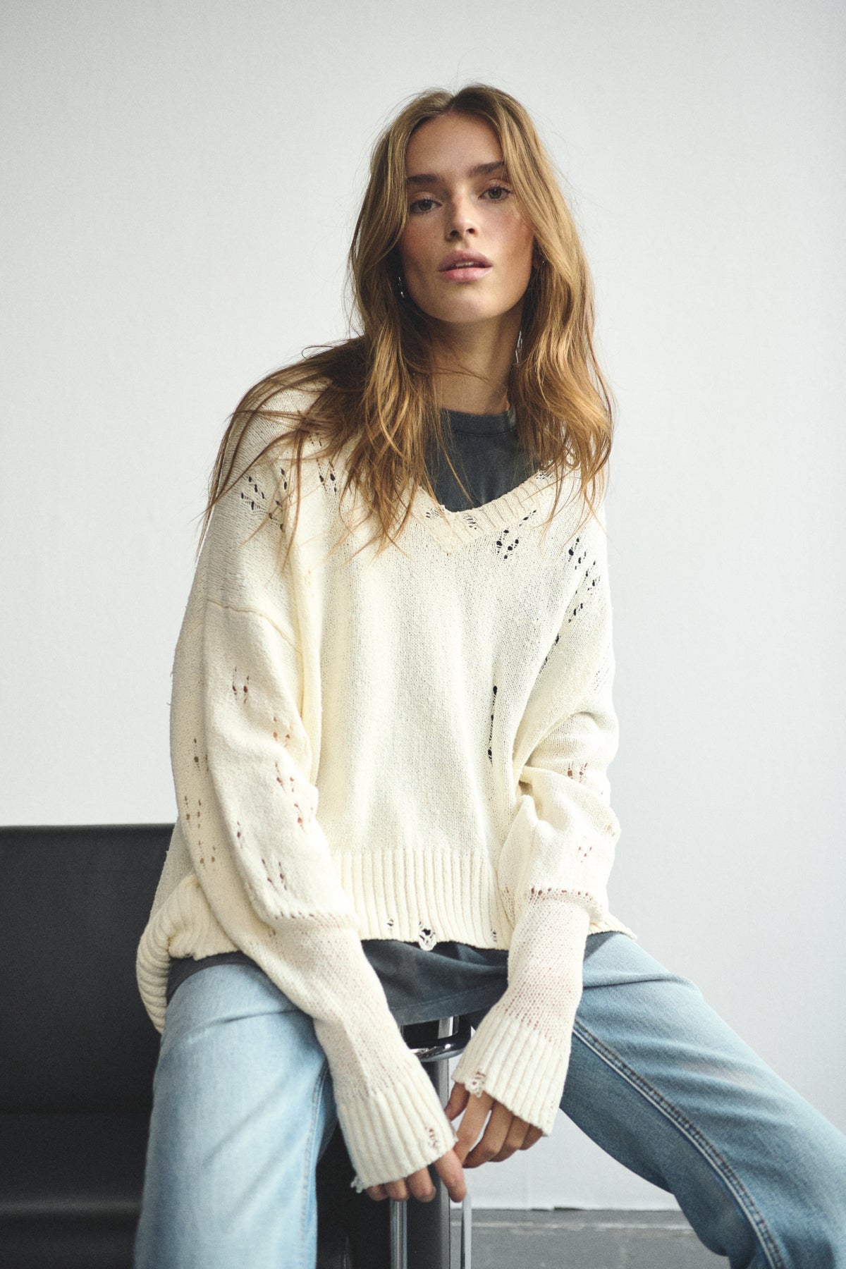 JillMW V-Neck Pullover Snow White - 10705087
