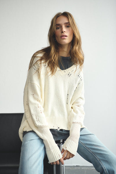 JillMW V-Neck Pullover Snow White - 10705087 Thumbnail