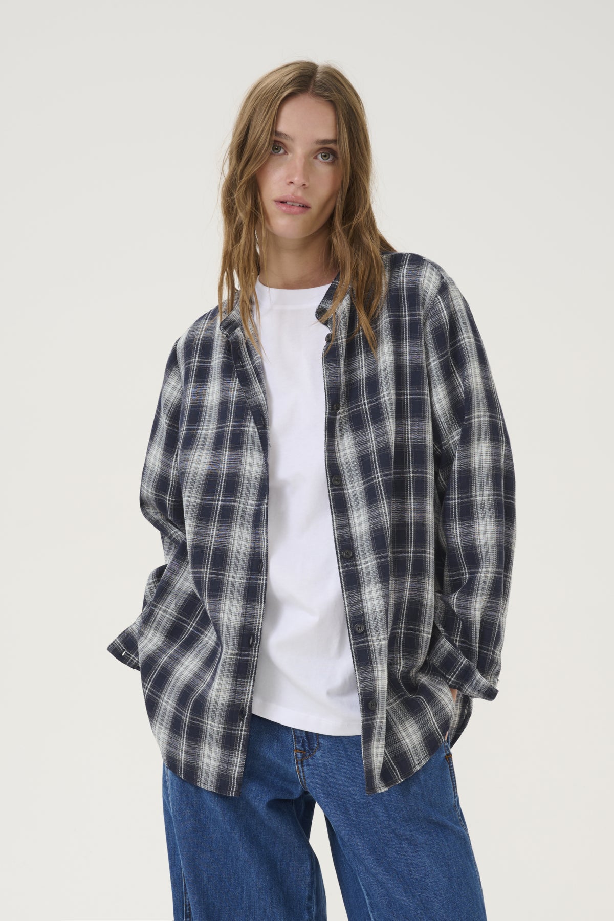 HarrisMW Shirt Dark Sapphire Blue Check - 10705091