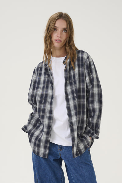 HarrisMW Shirt Dark Sapphire Blue Check - 10705091 Thumbnail