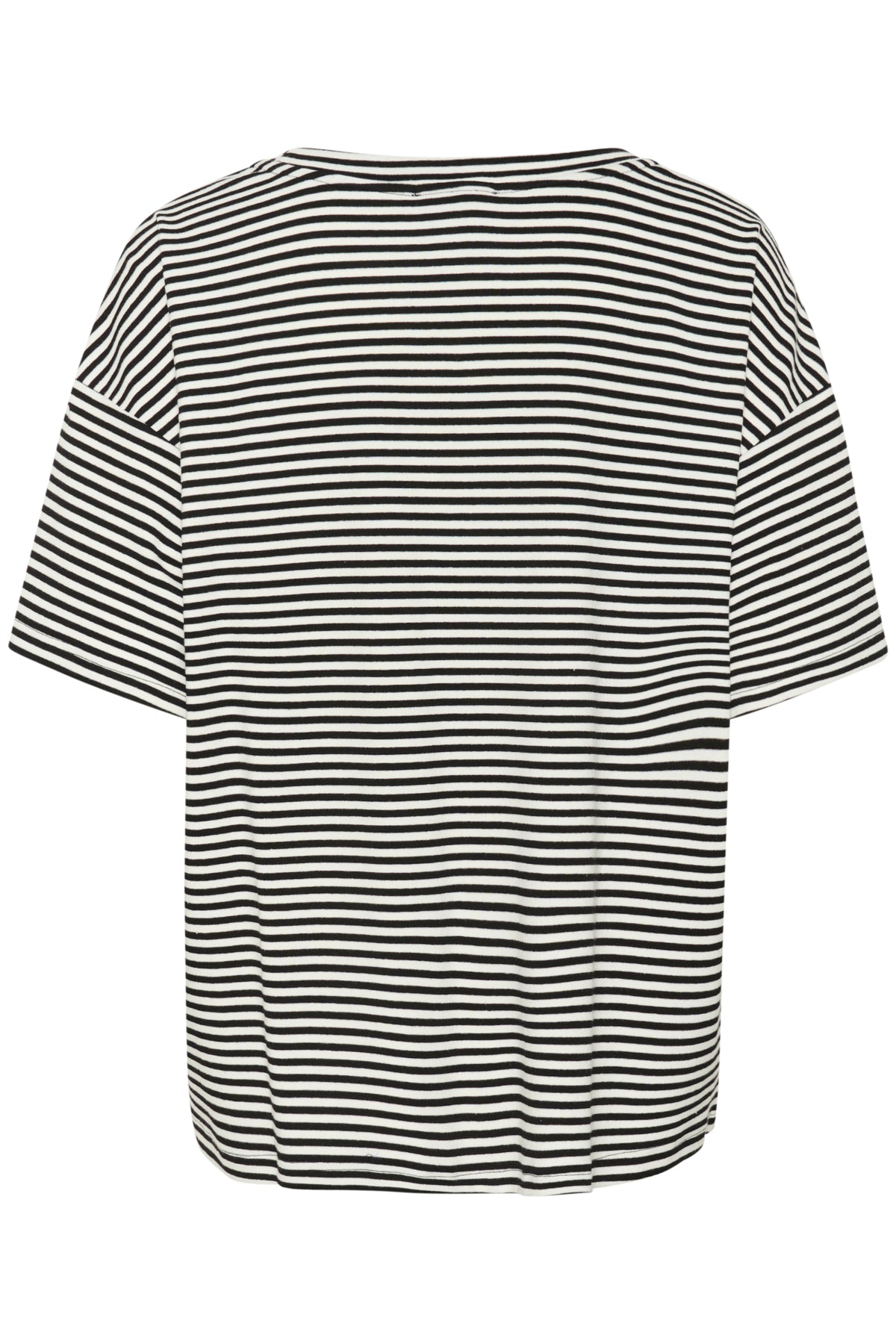 DanaMW Emb. Tee Black W. Off White Stripe - 10705101